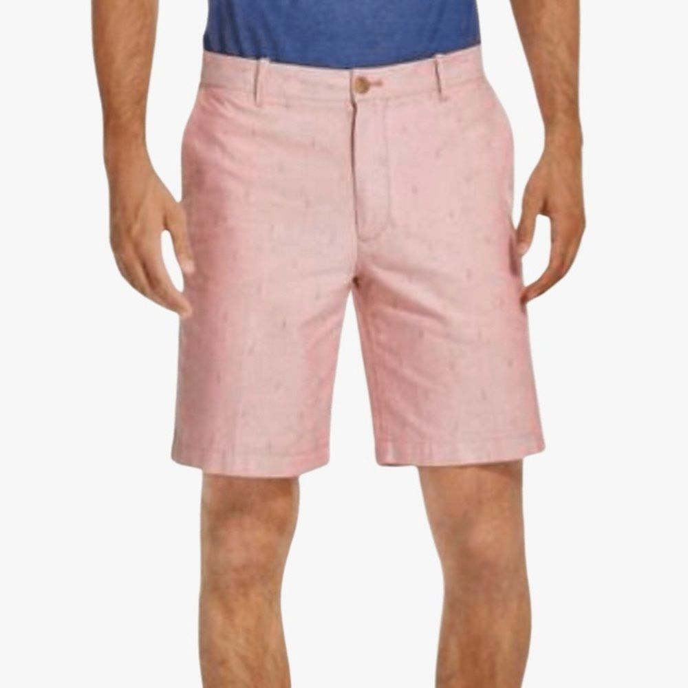 Izod Men's Sportsflex  Salt Water Red With Anchor Print Oxford Shorts